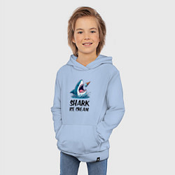 Толстовка детская хлопковая Shark ice cream - ai art, цвет: мягкое небо — фото 2