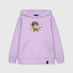 Детская толстовка-худи Котёнок крутой баттер бейсбольной команды - нейрос