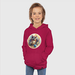 Толстовка детская хлопковая Совушки с кофе, цвет: маджента — фото 2