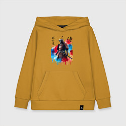 Детская толстовка-худи Японский самурай - акварель