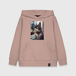 Детская толстовка-худи Пирсинг Нью-Йоркского кота - нейросеть