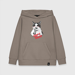 Детская толстовка-худи Суровый кот с ножом