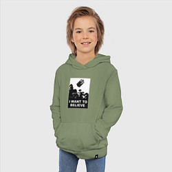 Толстовка детская хлопковая Тардис - я хочу верить, цвет: авокадо — фото 2
