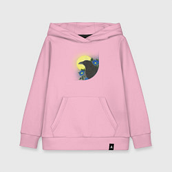 Детская толстовка-худи Чёрный ворон на ветке под луной