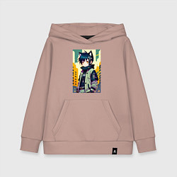 Детская толстовка-худи Девочка котёнок - нейросеть