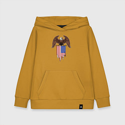Толстовка детская хлопковая Орёл с американским флагом, цвет: горчичный
