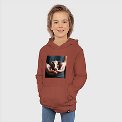 Толстовка детская хлопковая Красивая мини корова в руках, цвет: кирпичный — фото 2