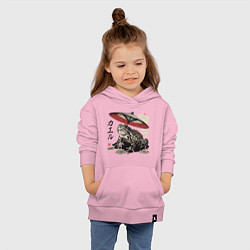 Толстовка детская хлопковая Лягушка и зонт - japan aesthetic, цвет: светло-розовый — фото 2
