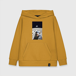 Детская толстовка-худи Голубь на луне делает селфи