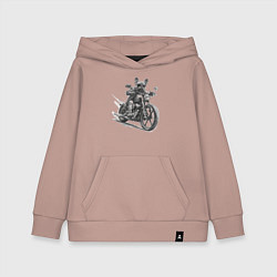 Детская толстовка-худи Французский бульдог байкер на мотоцикле чоппере