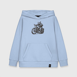 Детская толстовка-худи Опоссум на мотоцикле как байкер на чоппере