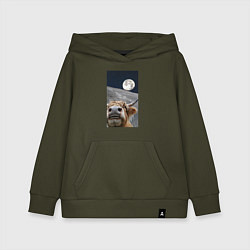 Детская толстовка-худи Корова делает селфи на луне