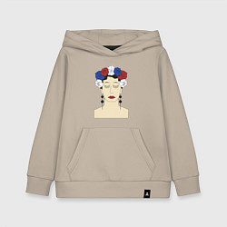 Детская толстовка-худи Женский портрет: девушка в венке триколор