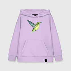 Толстовка детская хлопковая Колибри зелёная, цвет: лаванда