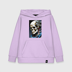 Детская толстовка-худи Кибер череп - нейроарт фантазия