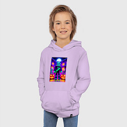 Толстовка детская хлопковая Halloween and Minecraft - neon collaboration, цвет: лаванда — фото 2