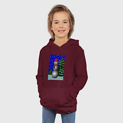 Толстовка детская хлопковая Снеговичок с подарком под елкой, цвет: меланж-бордовый — фото 2
