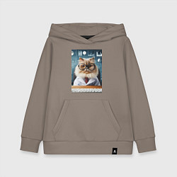 Детская толстовка-худи Кот аналитик - нейроарт