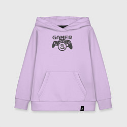 Толстовка детская хлопковая Геймер номер один, цвет: лаванда