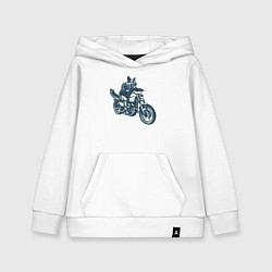 Детская толстовка-худи Овчарка байкер на мотоцикле чоппере