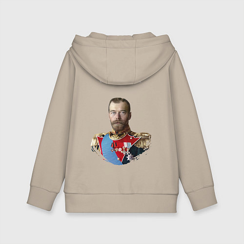 Детская толстовка-худи Мы русские с нами Бог Ника белая патриоты / Миндальный – фото 2