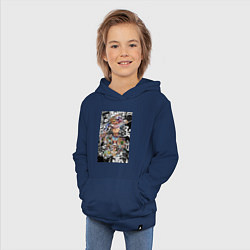 Толстовка детская хлопковая Ван-Пис Луффи коллаж, цвет: тёмно-синий — фото 2