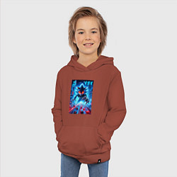 Толстовка детская хлопковая Hedgehog in neon metropolis - ai art, цвет: кирпичный — фото 2