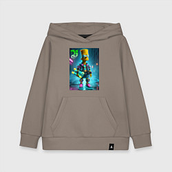 Детская толстовка-худи Барт Симпсон со скейтбордом под проливным дождём -