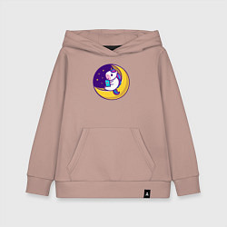 Детская толстовка-худи Единорог читает на луне