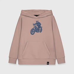 Детская толстовка-худи Енот байкер на мотоцикле на чоппере