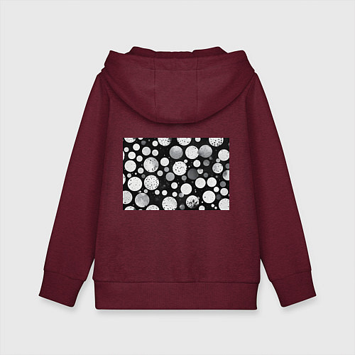 Детская толстовка-худи Круги на темном фоне / Меланж-бордовый – фото 2