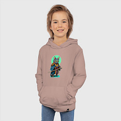 Толстовка детская хлопковая Кот самурай аниме, цвет: пыльно-розовый — фото 2