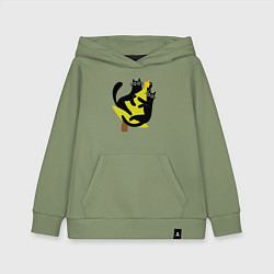 Детская толстовка-худи Черные коты на елке