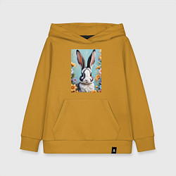 Детская толстовка-худи Кролик в цветах