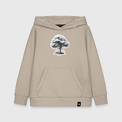 Детская толстовка-худи Скетч черно-белый дерево