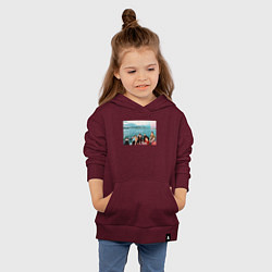 Толстовка детская хлопковая Got7 на фоне сеула, цвет: меланж-бордовый — фото 2