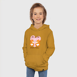 Толстовка детская хлопковая Влюблённые корги, цвет: горчичный — фото 2