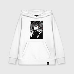 Детская толстовка-худи Girl with black kitten anime - cyberpunk