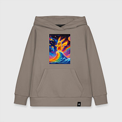 Детская толстовка-худи Огненный Пикачу на волне - нейроарт фантазия