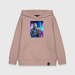 Детская толстовка-худи Гомер и Мардж Симпсоны - киберпанк