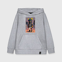 Детская толстовка-худи Уличный котёнок хулиган - нейроарт