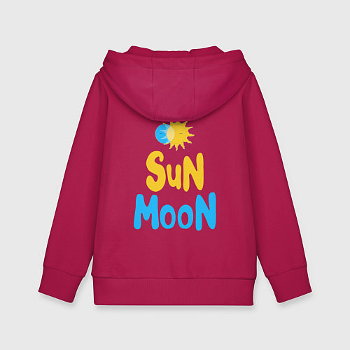 Детская толстовка-худи Луна и солнце / Маджента – фото 2