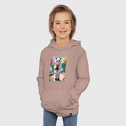 Толстовка детская хлопковая Панда с букетом тюльпанов, цвет: пыльно-розовый — фото 2