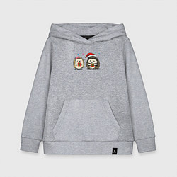 Детская толстовка-худи Новогодние ежики с подарками