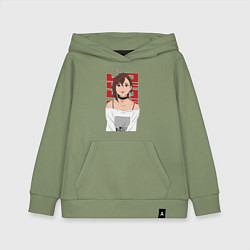 Толстовка детская хлопковая Дандадан: Момо, цвет: авокадо