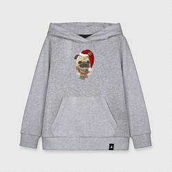 Детская толстовка-худи Мопс Новый год