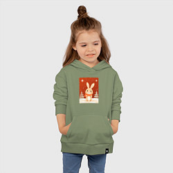Толстовка детская хлопковая Снежный милый кролик, цвет: авокадо — фото 2