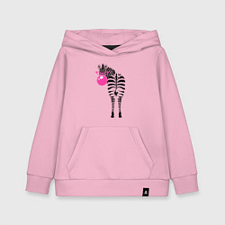 Толстовка детская хлопковая Зебра в розовых очках, цвет: светло-розовый