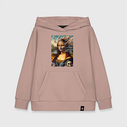 Детская толстовка-худи Mona Lisa smoke - surrealism