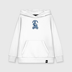 Толстовка детская хлопковая Бородатый хипстер на велосипеде с наушниками, цвет: белый